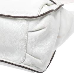 Lancel White Leather Front Pocket Shoulder Bag