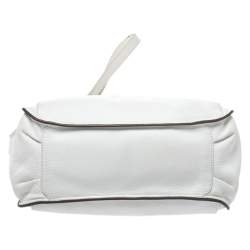 Lancel White Leather Front Pocket Shoulder Bag