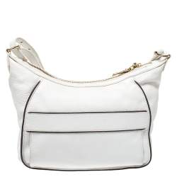 Lancel White Leather Front Pocket Shoulder Bag