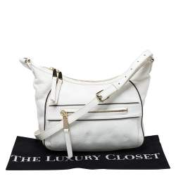 Lancel White Leather Front Pocket Shoulder Bag