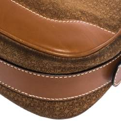Pre Owned Aigner Brown Suede and Leather Shoulder Bag