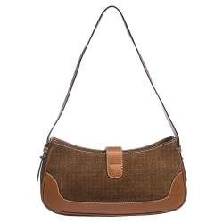 Pre Owned Aigner Brown Suede and Leather Shoulder Bag
