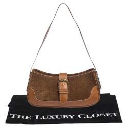 Pre Owned Aigner Brown Suede and Leather Shoulder Bag