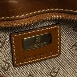 Pre Owned Aigner Brown Suede and Leather Shoulder Bag