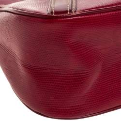 Lancel Red Textured Leather Shoulder Bag