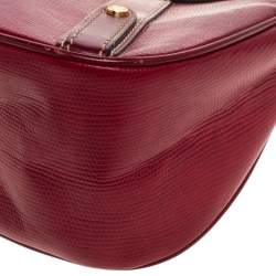 Lancel Red Textured Leather Shoulder Bag