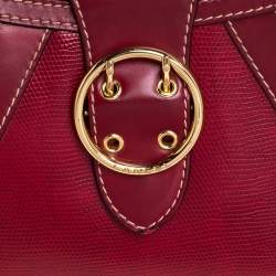Lancel Red Textured Leather Shoulder Bag