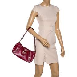 Lancel Red Textured Leather Shoulder Bag