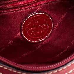 Lancel Red Textured Leather Shoulder Bag