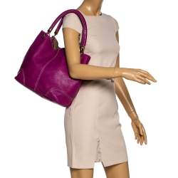 Lancel Magenta Leather French Flair Tote
