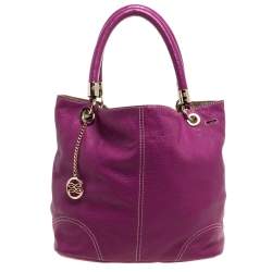 Lancel Magenta Leather French Flair Tote