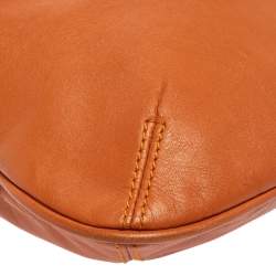 Pre Owned Lancel Orange Pleated Leather Flap Tassel Shoulder Bag