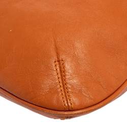 Pre Owned Lancel Orange Pleated Leather Flap Tassel Shoulder Bag