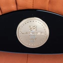 Pre Owned Lancel Orange Pleated Leather Flap Tassel Shoulder Bag