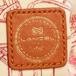 Pre Owned Lancel Orange Pleated Leather Flap Tassel Shoulder Bag