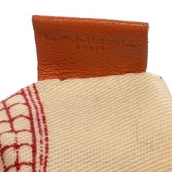 Pre Owned Lancel Orange Pleated Leather Flap Tassel Shoulder Bag