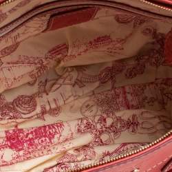 Pre Owned Lancel Coral Orange Leather Zip Satchel