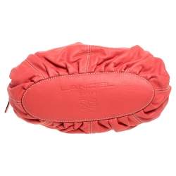 Pre Owned Lancel Coral Orange Leather Zip Satchel