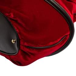 Lancel Red/Brown Velevt and Leather Le Brigitte Bardot Hobo