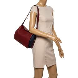 Pre Owned Lancel Red/Blue Leather Pia Shoulder Bag