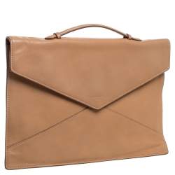 Lancel Tan Leather Envelope Flap Clutch Bag