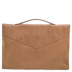 Lancel Tan Leather Envelope Flap Clutch Bag