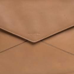 Lancel Tan Leather Envelope Flap Clutch Bag