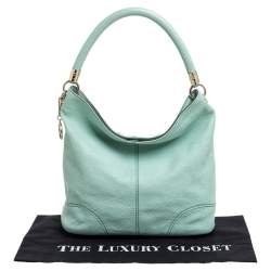 Lancel Mint Green Grained Leather Flair Hobo