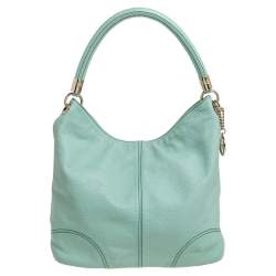 Lancel Mint Green Grained Leather Flair Hobo