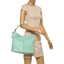 Lancel Mint Green Grained Leather Flair Hobo