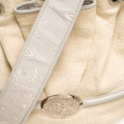 Pre Owned Lancel Beige/Cream Tweed and Leather Le Brigitte Bardot Hobo