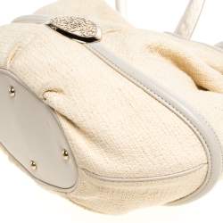 Pre Owned Lancel Beige/Cream Tweed and Leather Le Brigitte Bardot Hobo