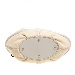 Pre Owned Lancel Beige/Cream Tweed and Leather Le Brigitte Bardot Hobo