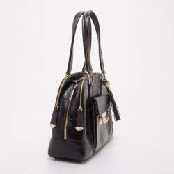 Pre Owned Lancel Black Embossed Large Adjani Satchel