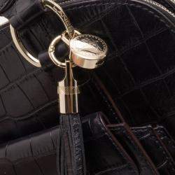 Pre Owned Lancel Black Embossed Large Adjani Satchel