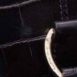 Pre Owned Lancel Black Embossed Large Adjani Satchel