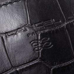 Pre Owned Lancel Black Embossed Large Adjani Satchel