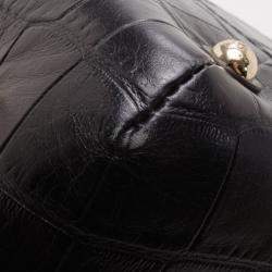Pre Owned Lancel Black Embossed Large Adjani Satchel