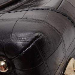 Pre Owned Lancel Black Embossed Large Adjani Satchel