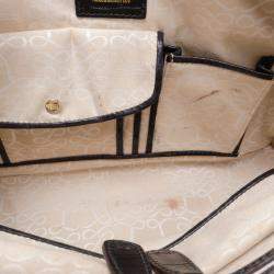 Pre Owned Lancel Black Embossed Large Adjani Satchel