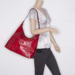 Lancel Red Leather Hobo