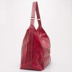 Lancel Red Leather Hobo