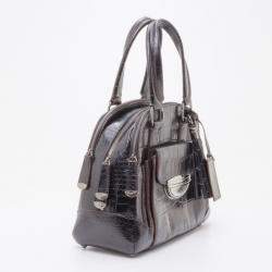 Pre Owned Lancel Black Leather Embossed Large Adjani Satchel