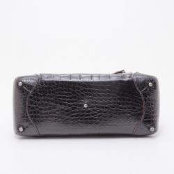 Pre Owned Lancel Black Leather Embossed Large Adjani Satchel