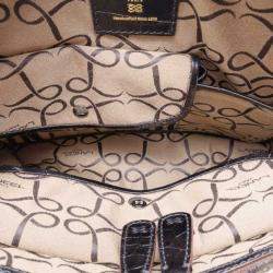 Pre Owned Lancel Black Leather Embossed Large Adjani Satchel