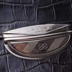 Pre Owned Lancel Black Leather Embossed Large Adjani Satchel