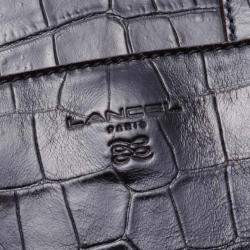 Pre Owned Lancel Black Leather Embossed Large Adjani Satchel