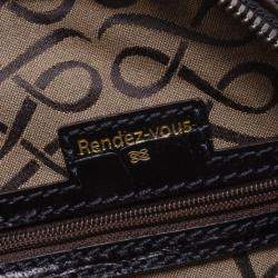 Pre Owned Lancel Black Leather Embossed Large Adjani Satchel