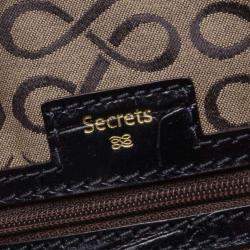 Pre Owned Lancel Black Leather Embossed Large Adjani Satchel