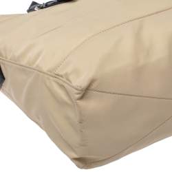 Lancel Beige/Black Nylon and Leather Basket Zip Tote